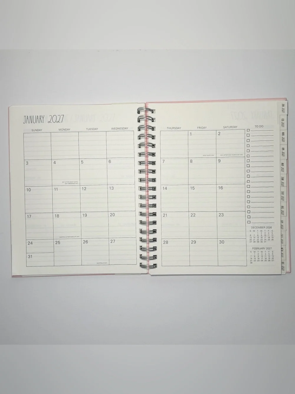 Rae Dunn 2026-2027 Large Size 17-month Planner MAKE IT HAPPEN (White/Pink)